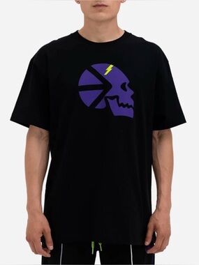 Ethika 3XL Black Short-Sleeve Tee with Purple Skull Graphic